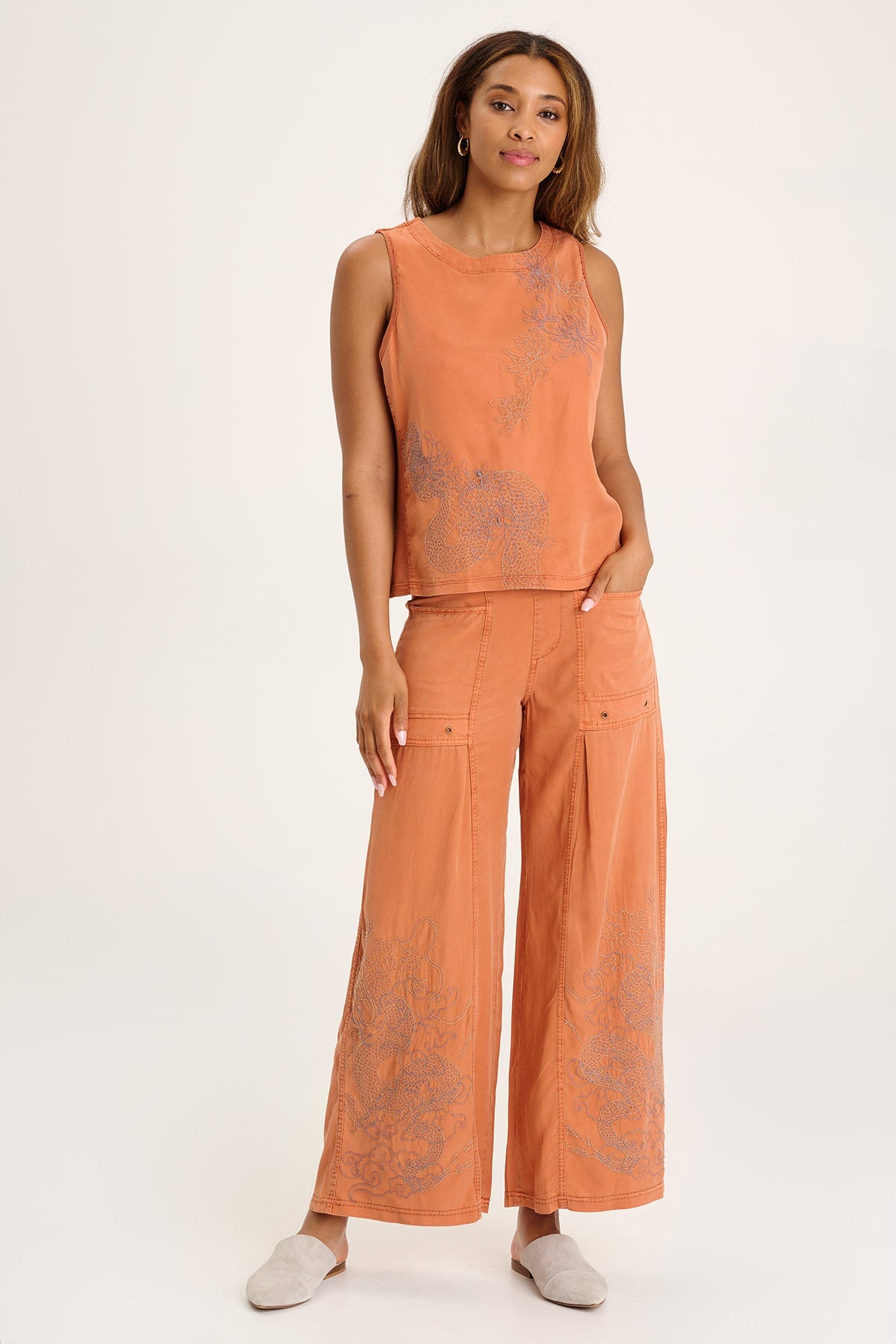 XCVI Pheodora Embroidered Pant 